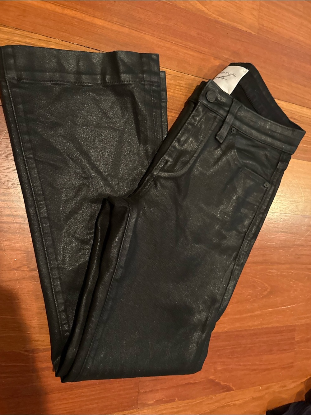 Habitual Black Coated wide bottom Jeans pants